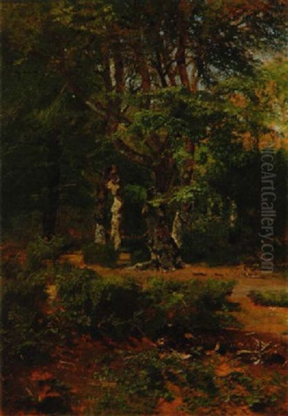 Waldlandschaft Oil Painting by Louis, Carl Ludwig Douzette
