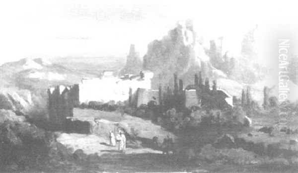 Landschaft In Marokko Oil Painting by Louis, Carl Ludwig Douzette