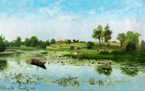 Afternoon Fishing In Tenpitz Oil Painting by Louis, Carl Ludwig Douzette
