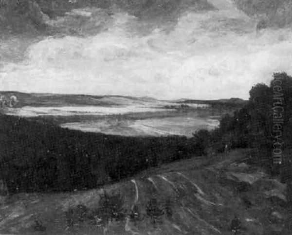 Weites Tal Unter Wolkenhimmel Oil Painting by Louis, Carl Ludwig Douzette