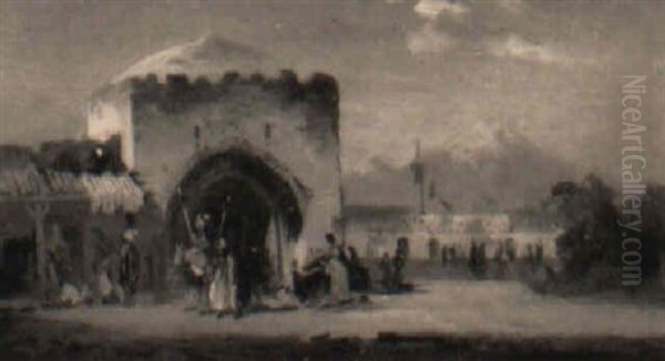 Orientalische Stadtansicht Oil Painting by Louis, Carl Ludwig Douzette