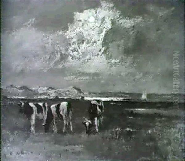 Abend An Der See Oil Painting by Louis, Carl Ludwig Douzette