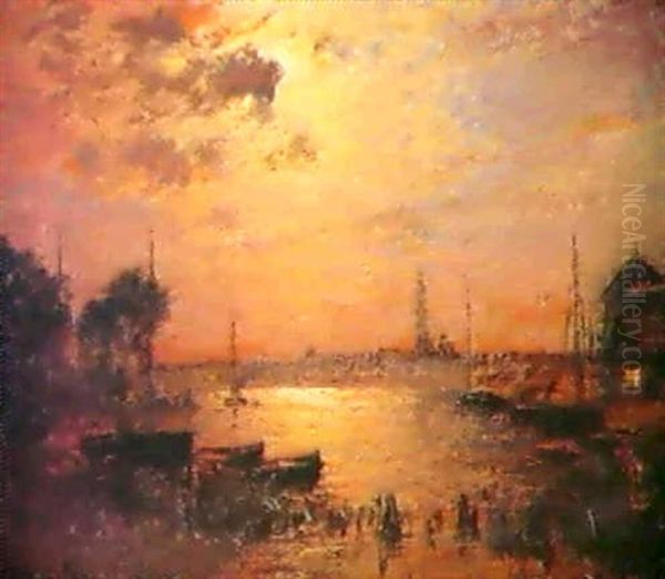 Ansicht Von Antwerpen Oil Painting by Louis, Carl Ludwig Douzette