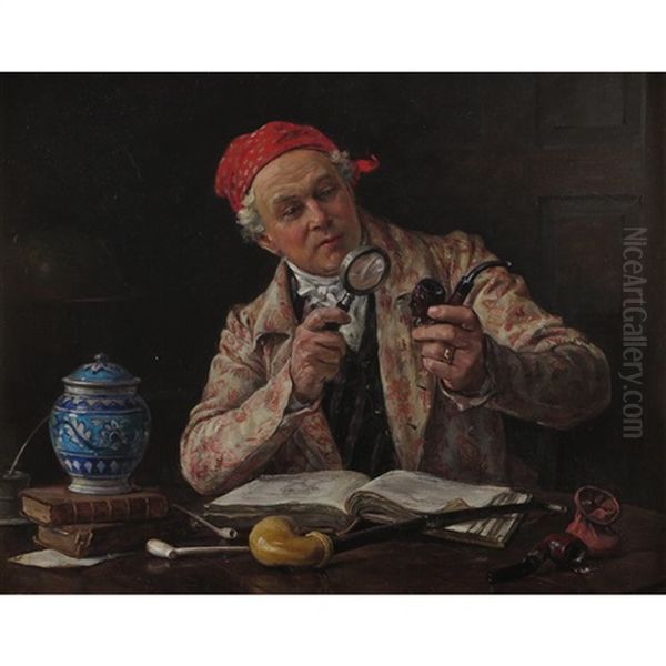 The Pipe Enthusiast Oil Painting by Margaret Dovaston