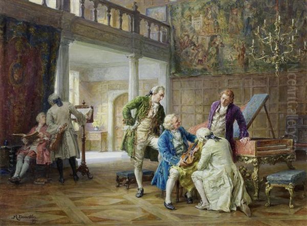 His Stradivarius Oil Painting by Margaret Dovaston