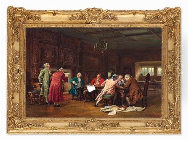 Searching The Deed Oil Painting by Margaret Dovaston