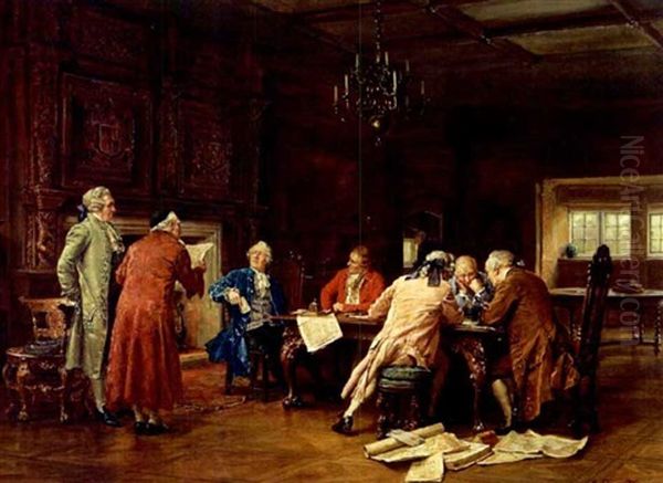 Searching The Deed Oil Painting by Margaret Dovaston