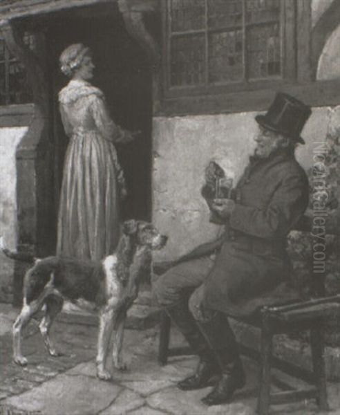 A Welcome Drink Oil Painting by Margaret Dovaston