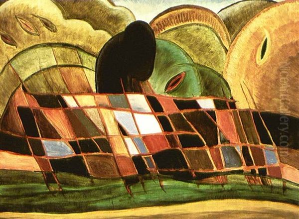 Brick Barge With Landscape Oil Painting by Arthur Garfield Dove