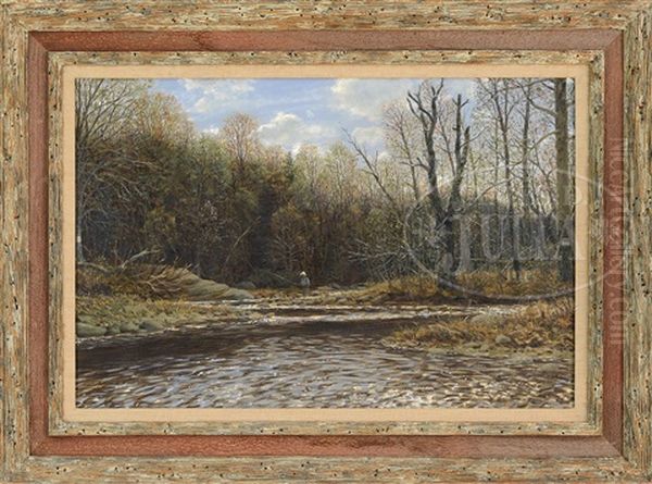 Fly Fishing In Autumn Oil Painting by Walter H. Dower
