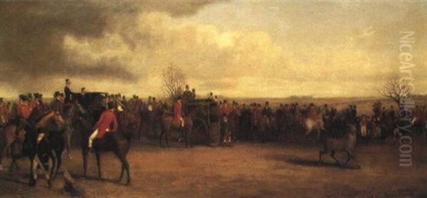 A Celebrated Stag Hunt: Turning Out Oil Painting by John (H.B.) Doyle