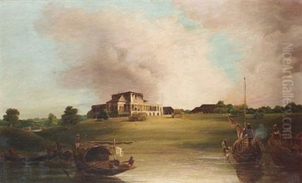 A View Of Barrackpore House, Calcutta Oil Painting by Charles D'Oyly