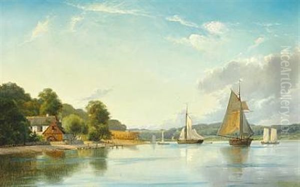 Shipyard Near Svendborg Oil Painting by Holger Drachmann