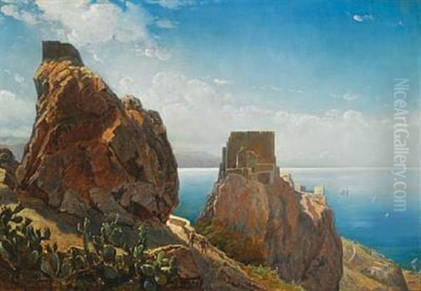 Udsigt Fra Scaletta Over Faro Di Messina Til Calabrien Oil Painting by Holger Drachmann