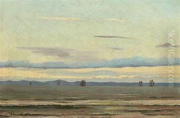 Skibe Ud For Svenske Kysten? Oil Painting by Holger Drachmann