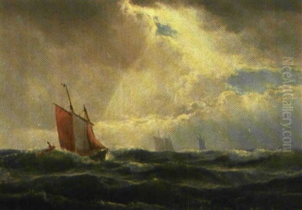 Franske Fiskere I Kanalen Oil Painting by Holger Drachmann