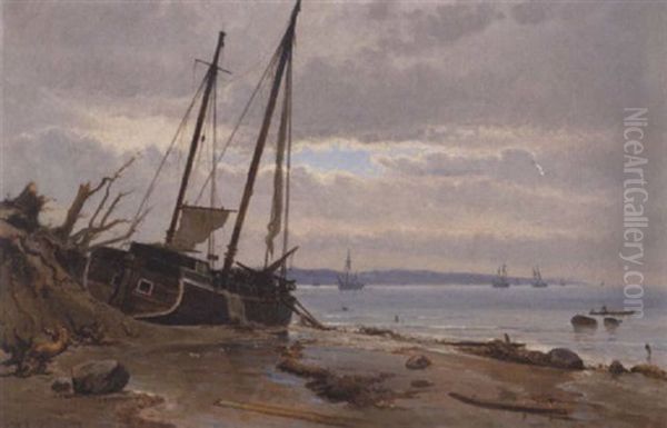 Kystparti Ved Nysted Oil Painting by Holger Drachmann