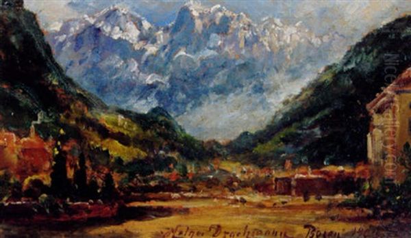 Parti Fra Bozen I Baggrunden Sneklaedte Bjergtoppe Oil Painting by Holger Drachmann