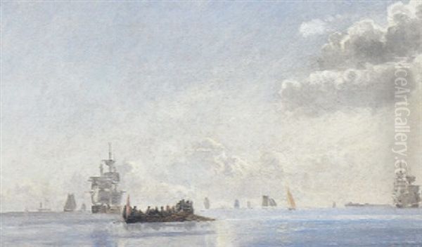 Matroser, Der Roes Ud Til Deres Skib Oil Painting by Holger Drachmann