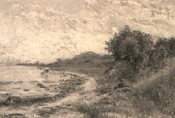 Nordsj+llandsk Kystparti Oil Painting by Holger Drachmann