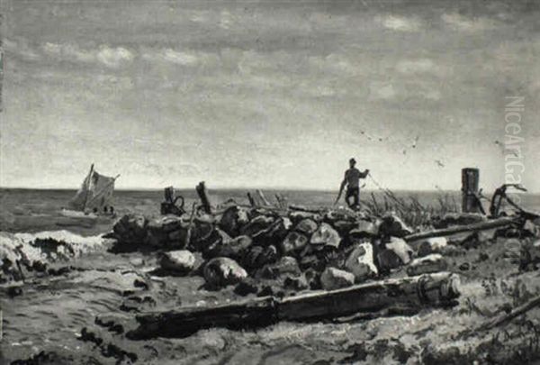 Stranden Ved Hornbaek Oil Painting by Holger Drachmann