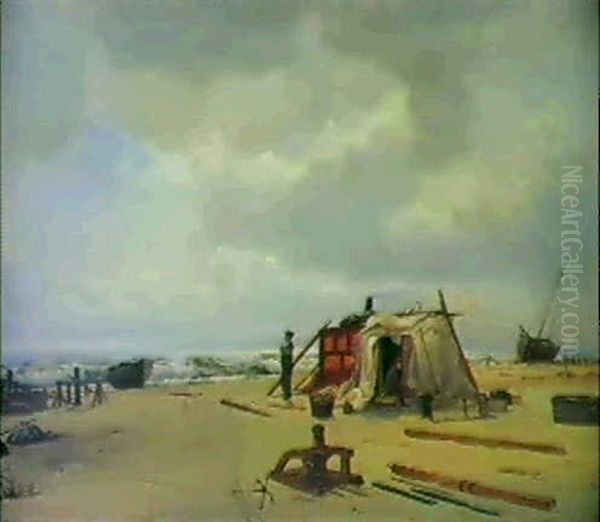 Pa Skagen Strand Oil Painting by Holger Drachmann