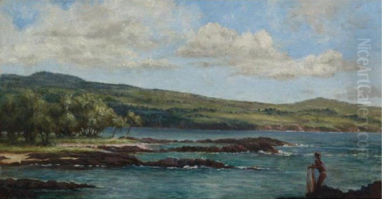 Casting A Net, Hawaii Oil Painting by Helen Thomas Dranga