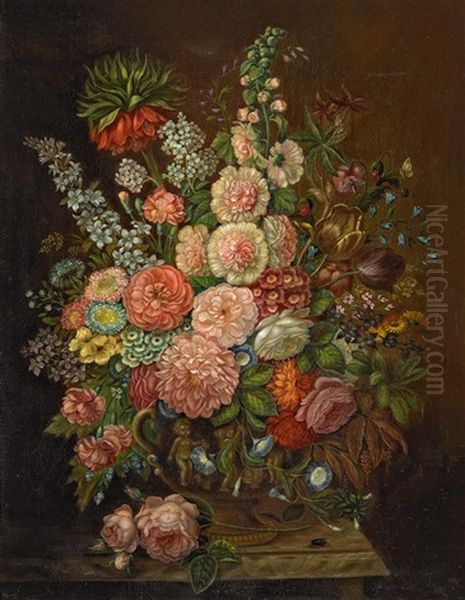 Blumenbouquet Oil Painting by Johann Baptist Drechsler