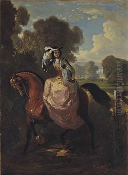 'la Vie De Chateau' Oil Painting by Alfred De Dreux