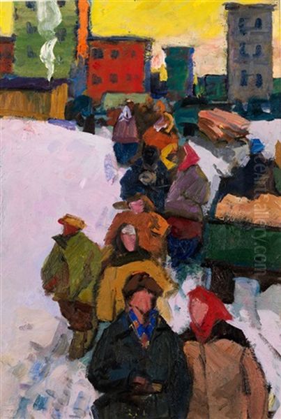 Russische Strassenszene Oil Painting by Aleksandr Davidovic Drevin