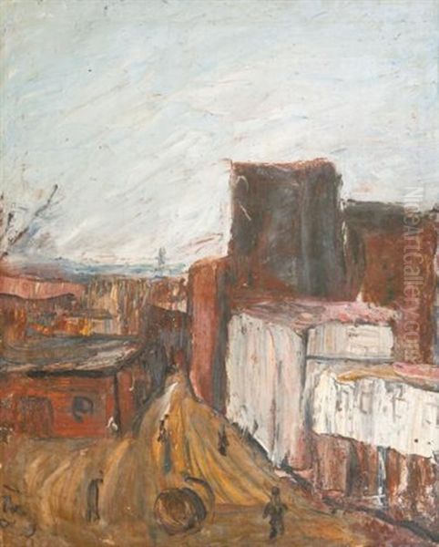 Street Scene And View Of Altai (recto-verso) Oil Painting by Aleksandr Davidovic Drevin