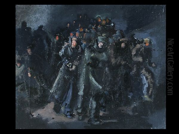 Die Gruppe Oil Painting by Aleksandr Davidovic Drevin