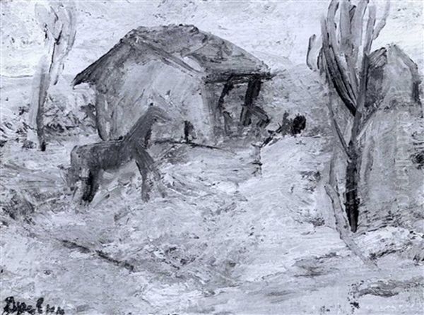 Farm Scene Oil Painting by Aleksandr Davidovic Drevin