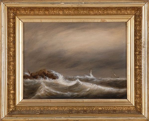 View Of Minot's Light From The Shoal Oil Painting by Clement Drew