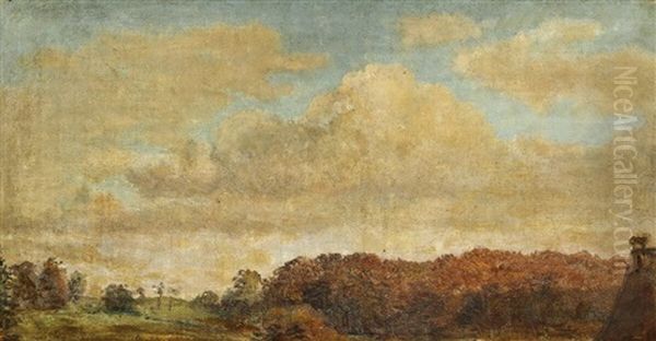 A Woodland Scene Oil Painting by Dankvart Dreyer