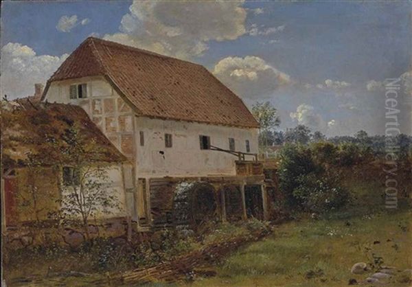 Moulin A Deux Roues Dans Le Jutland Oil Painting by Dankvart Dreyer