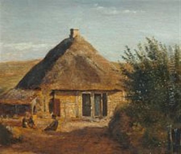Laurine's House In Mollehuse Near Assens Oil Painting by Dankvart Dreyer