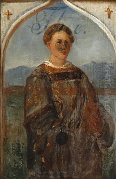 A Saint Standing With A Book In His Left Hand Oil Painting by Dankvart Dreyer