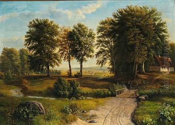 Landskab Fra Fredensborgegnen Oil Painting by Dankvart Dreyer