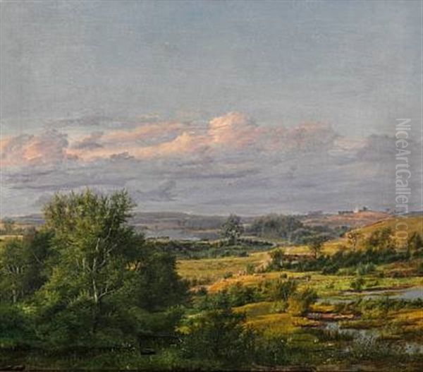 Fynsk Landskab, I Baggrunden Kjaerum Og Ebberup Banker Oil Painting by Dankvart Dreyer