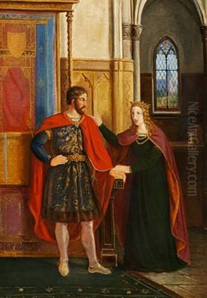 Dronning Dagmar Og Valdemar Sejr- Queen Dagmar And Valdemar Sejr. Oil Painting by Dankvart Dreyer