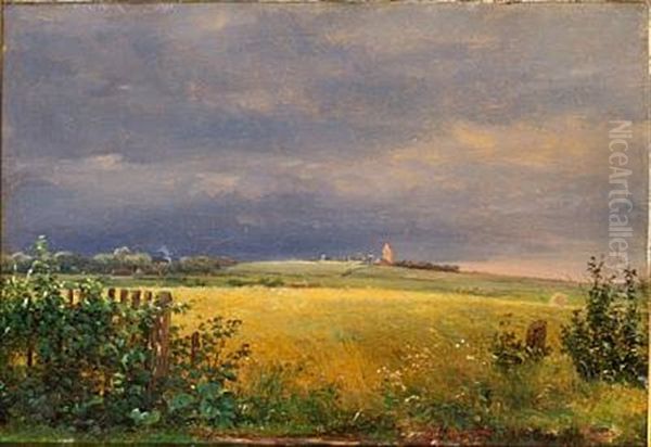 Landskab Med Optraek Til Uvejr Oil Painting by Dankvart Dreyer