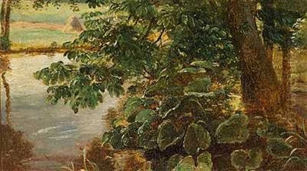 Parti Ved En Aa Oil Painting by Dankvart Dreyer