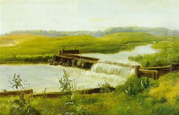 Landskab Med Opstemmet A Oil Painting by Dankvart Dreyer