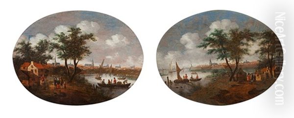 Views At Dortrecht (pair) Oil Painting by Willem van Drielenburch