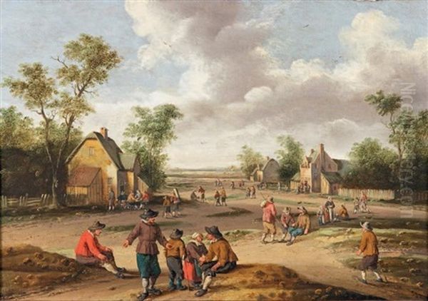 Paysans A L'entree D'un Village Oil Painting by Joost Cornelisz. Droochsloot