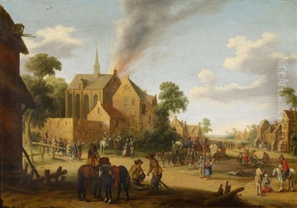Plunderung Eines Dorfes Oil Painting by Joost Cornelisz. Droochsloot