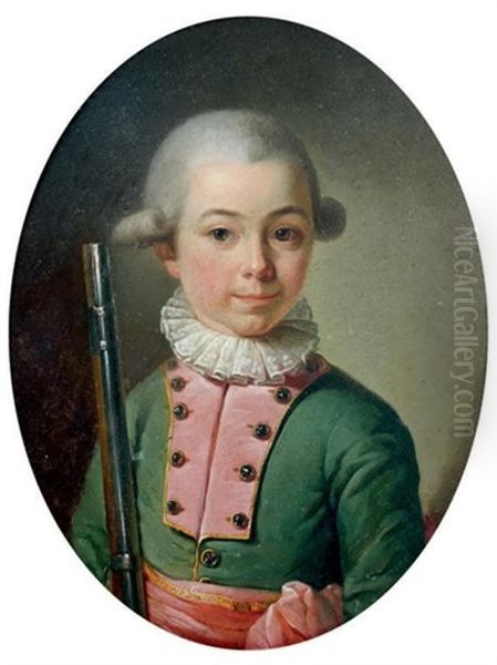 Portrait D'enfant En Petit Officier Oil Painting by Francois Hubert Drouais