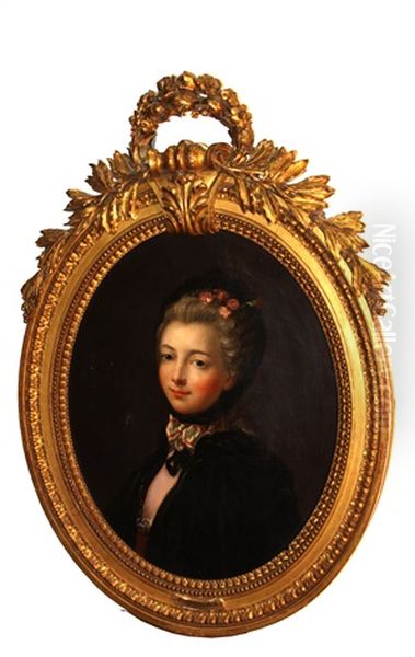 A Portrait Of A Young Woman, Bust Length Oil Painting by Francois Hubert Drouais