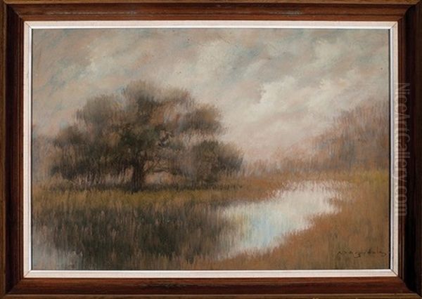 Lone Live Oak Tree At A Bend In The Bayou Oil Painting by Alexander John Drysdale